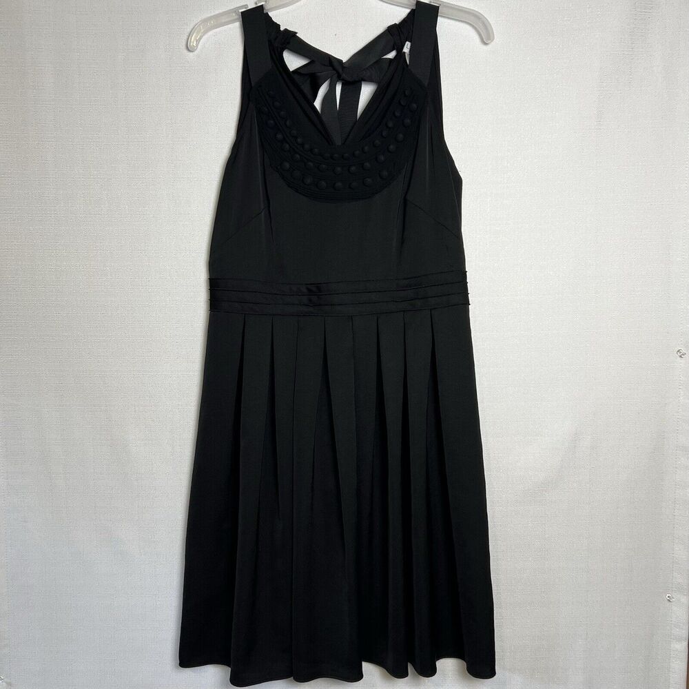 LOFT Women’s Black Halter Back Tied Pleated 1/2 Zip Cocktail Dress Size 6